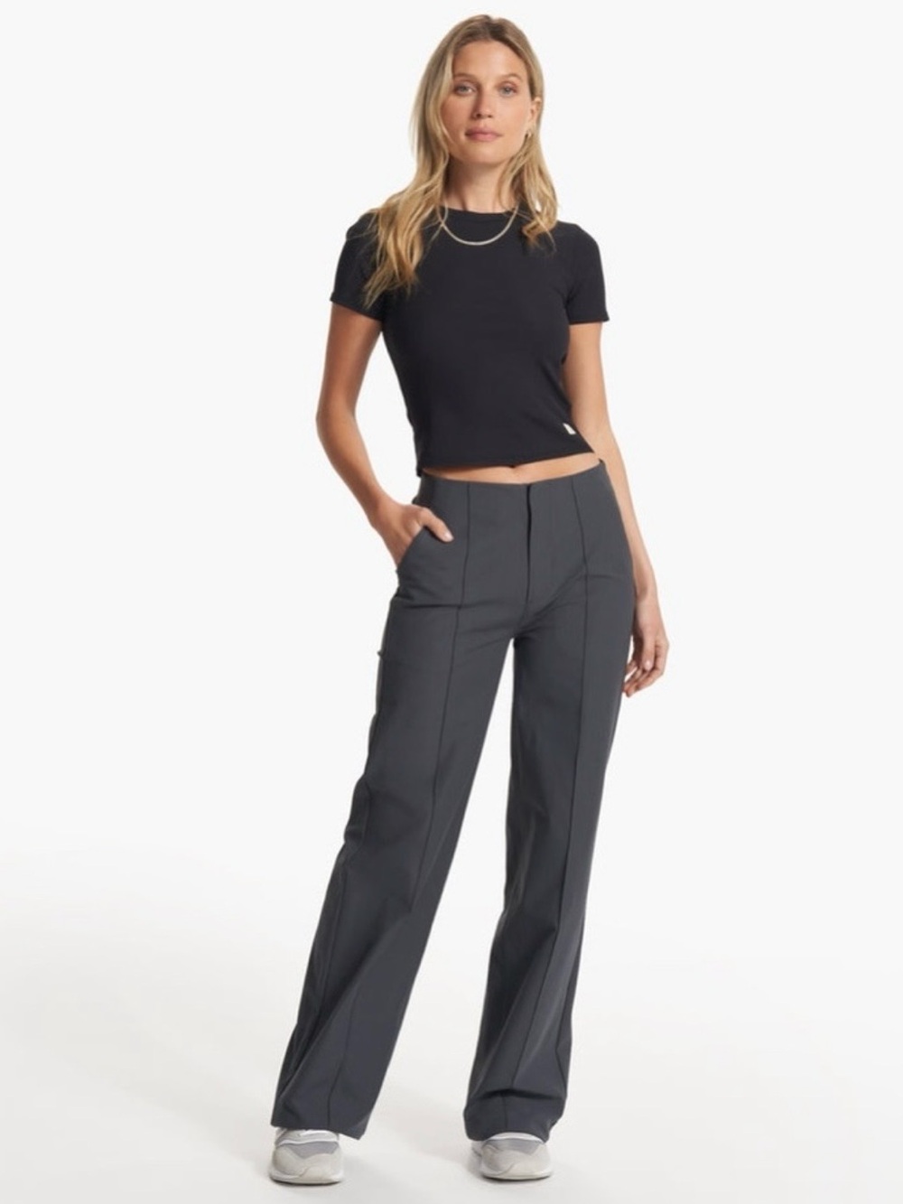 Vuori Meta Wide Leg Pintuck Trouser Pants in Charcoal Gray Size Small